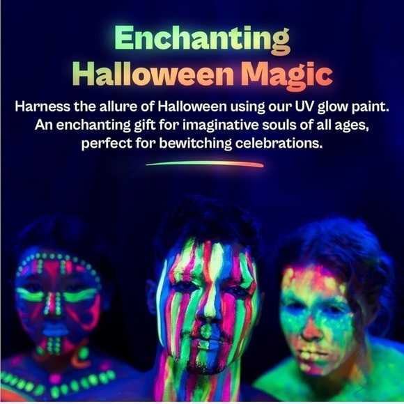 Brand New 8-Color Neon Glow in the Dark UV Paint Kit Brushes Stencils Blacklight - Picture 9 of 12